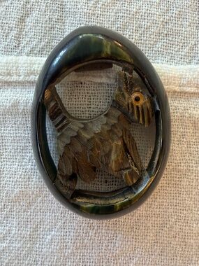RARE Carved Marbled Bakelite Scotty Dog Brooch Dress Clip